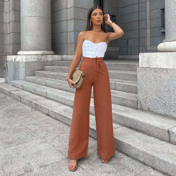 Zara Pants Jumpsuits Bloggers Fave Zara Full Length Linen